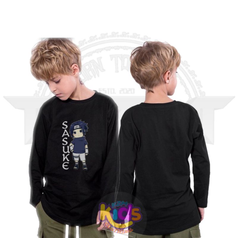 Tshirts Kaos Anak Laki laki Lengan Panjang Gambar Sasuke Anime Naruto Shipuden Premium Distro - KZM 