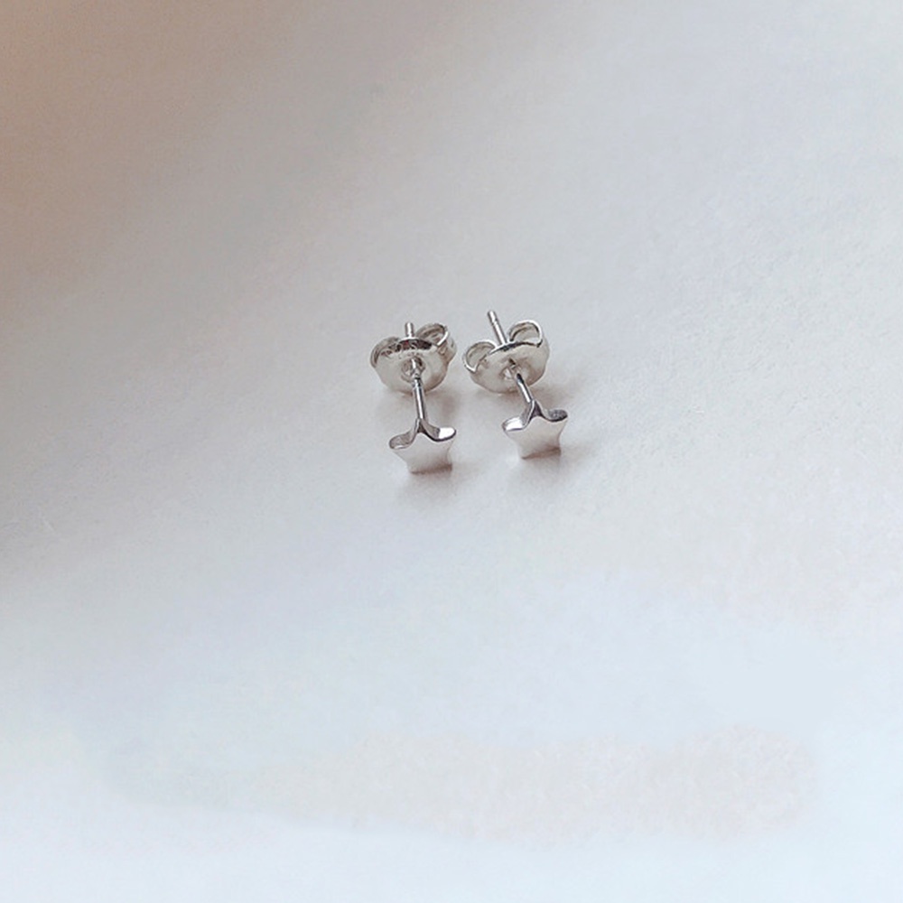 Anting Tusuk Bintang Kecil Mini Kecil Lapis Silver Minimalis Untuk Wanita Perhiasan Tindik Telinga Lucu