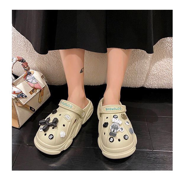 SHOEGALLERY TG1609 Sandal Kodok Wanita Import Motif Kwai Bahan Karet Super Soft