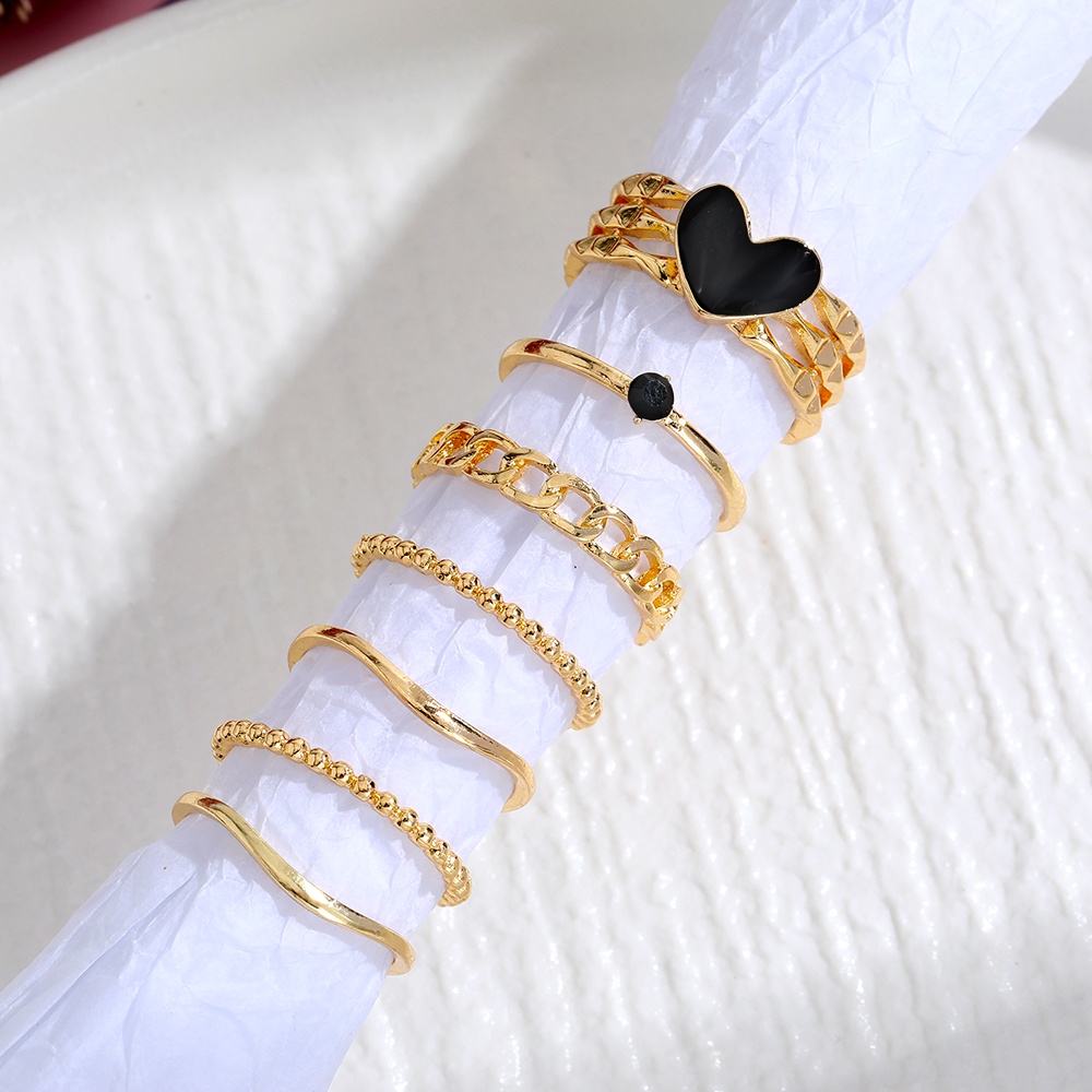 6-piece Set 7-piece Set Vintage Berlian Hias Giok Ular Cinta Tetes Minyak Oval 5-piece Set Cincin