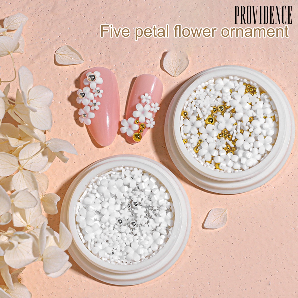 Providence 1kotak Hiasan Kuku Mudah Di Aplikasikan Resin 5kelopak Bentuk Bunga DIY Nail Decal Manicure Tool Untuk Digunakan Di Rumah
