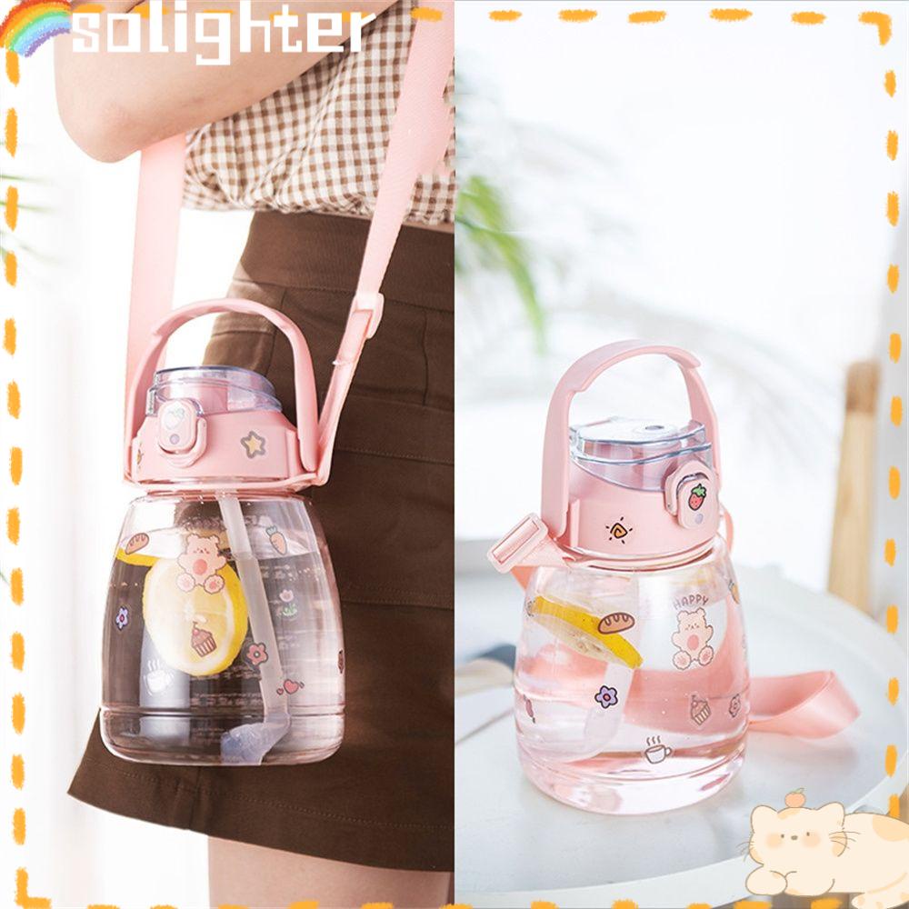 Solighter Water Bottle Botol Olahraga Kreatif Lucu Dengan Sedotan