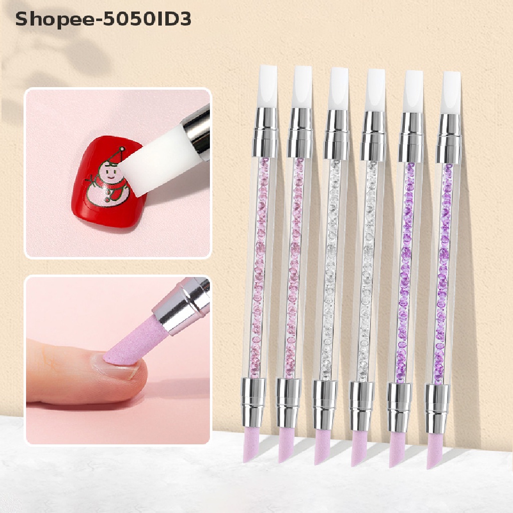 [HOT] 1pc Dual-ended Silicone Nail Tools Silikon Berlian Imitasi Kutek Ukir Pulpen [ID]