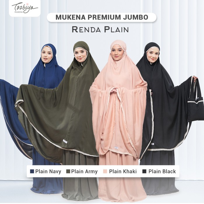 MUKENA TAZBIYA DEWASA PREMIUM JUMBO RENDA PLAIN