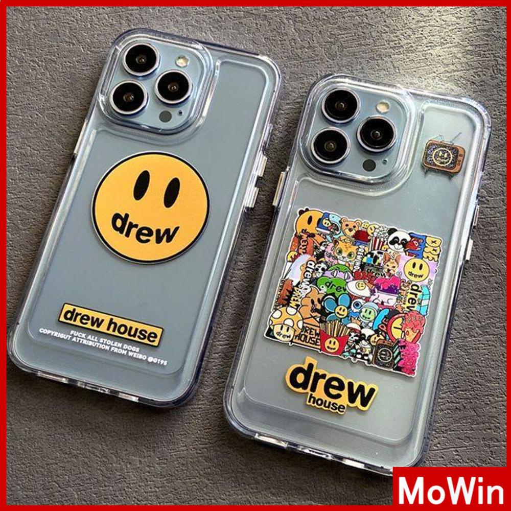 For iPhone 14 Pro Max iPhone Case Acrylic Hard Case HD Clear Case Plating Button Shockproof Smiley Graffiti Cartoon Compatible For iPhone 13 Pro max 12 Pro Max 11 xr 7plus 6splus