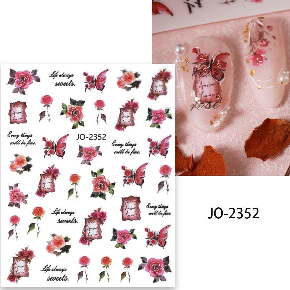 AUGUSTINA Agustina Rose Stiker Kuku Wanita Fashion Daun Ikatan Simpul Self Adhesive Nail Dekorasi