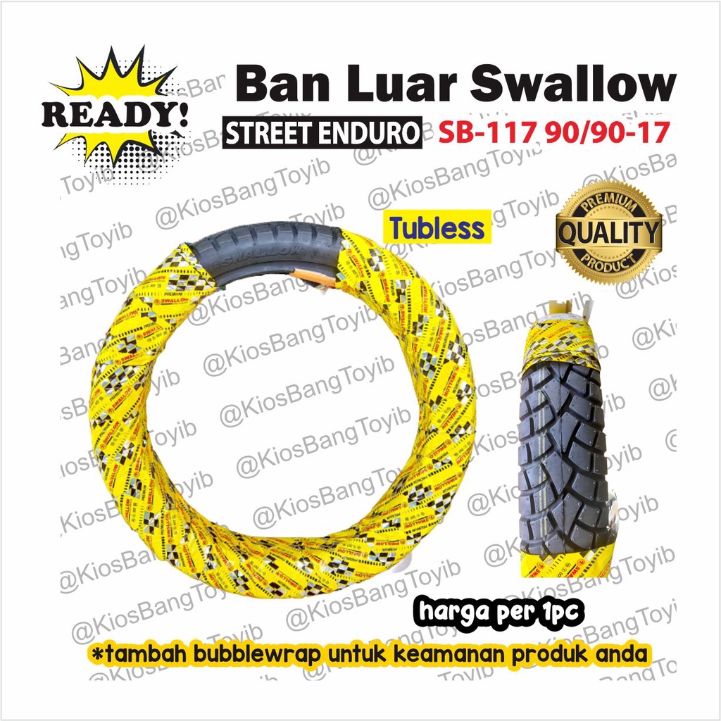 Ban Luar Motor Tubless 90/90 Ring 17 SWALLOW Motif Street Enduro BARU