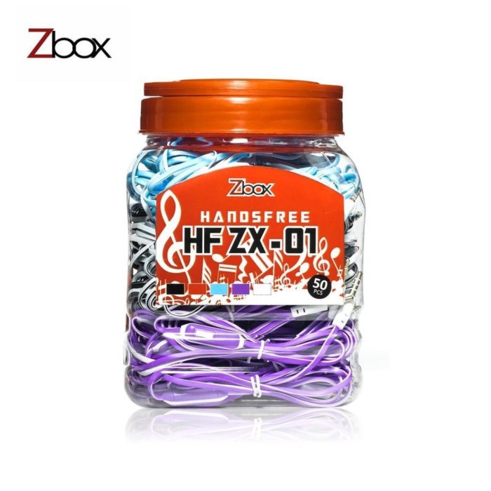 Handsfree Earphone Headset ZBOX ZX-01 Super BASS (1 toples isi 50 pcs)