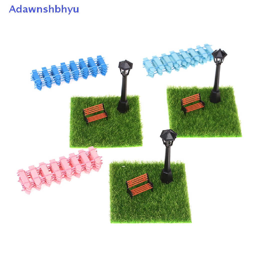 Adhyu 7pcs/set 1/12 Dollhouse Miniature Lawn Street Lamp Park Chair Railing Decor Toy ID