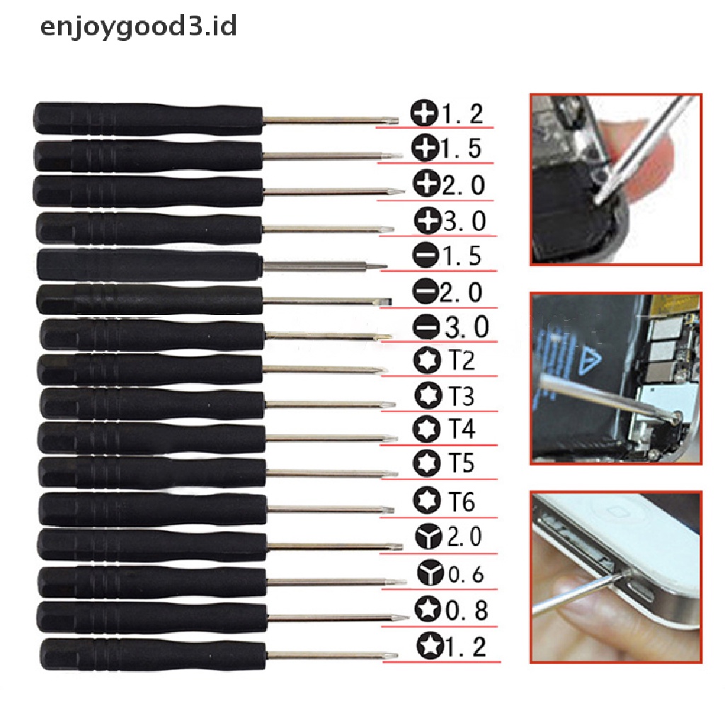 【Rready Stock】 16Pcs Kit Screwdriver Set Eyeglasses Watch Mobile Phone disassembly tool Set Accessory （ID）