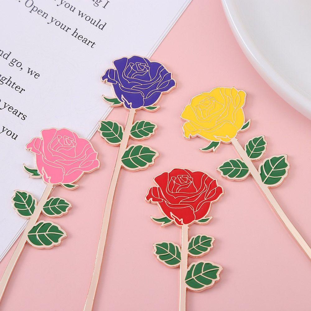 Lanfy Bookmark Perlengkapan Kantor Perlengkapan Sekolah Cat Rose Page Folder Mewarnai Klip Buku Embos