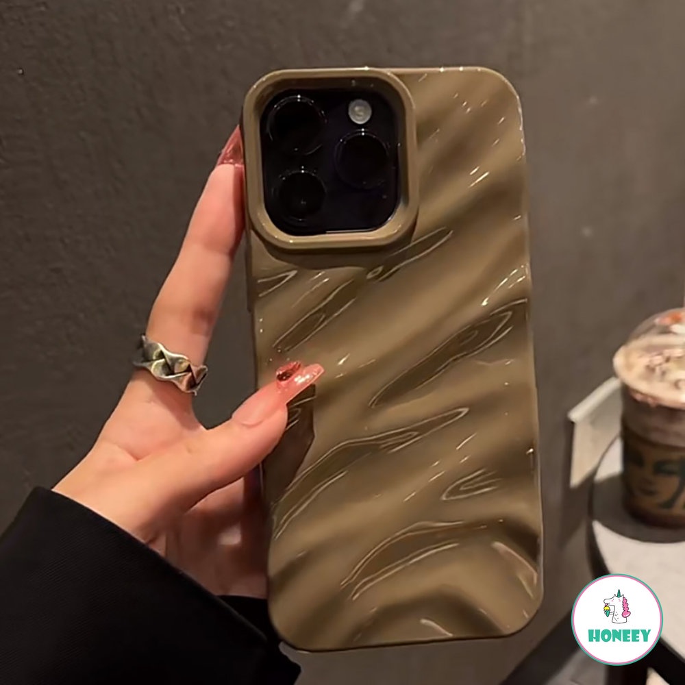 Casing Ponsel Model Lipit Gelombang Warna Solid Mewah Untuk Apple IPhone 14 Pro 11 13 12 14 Pro Max XR Perlindungan Penutup Belakang Shell