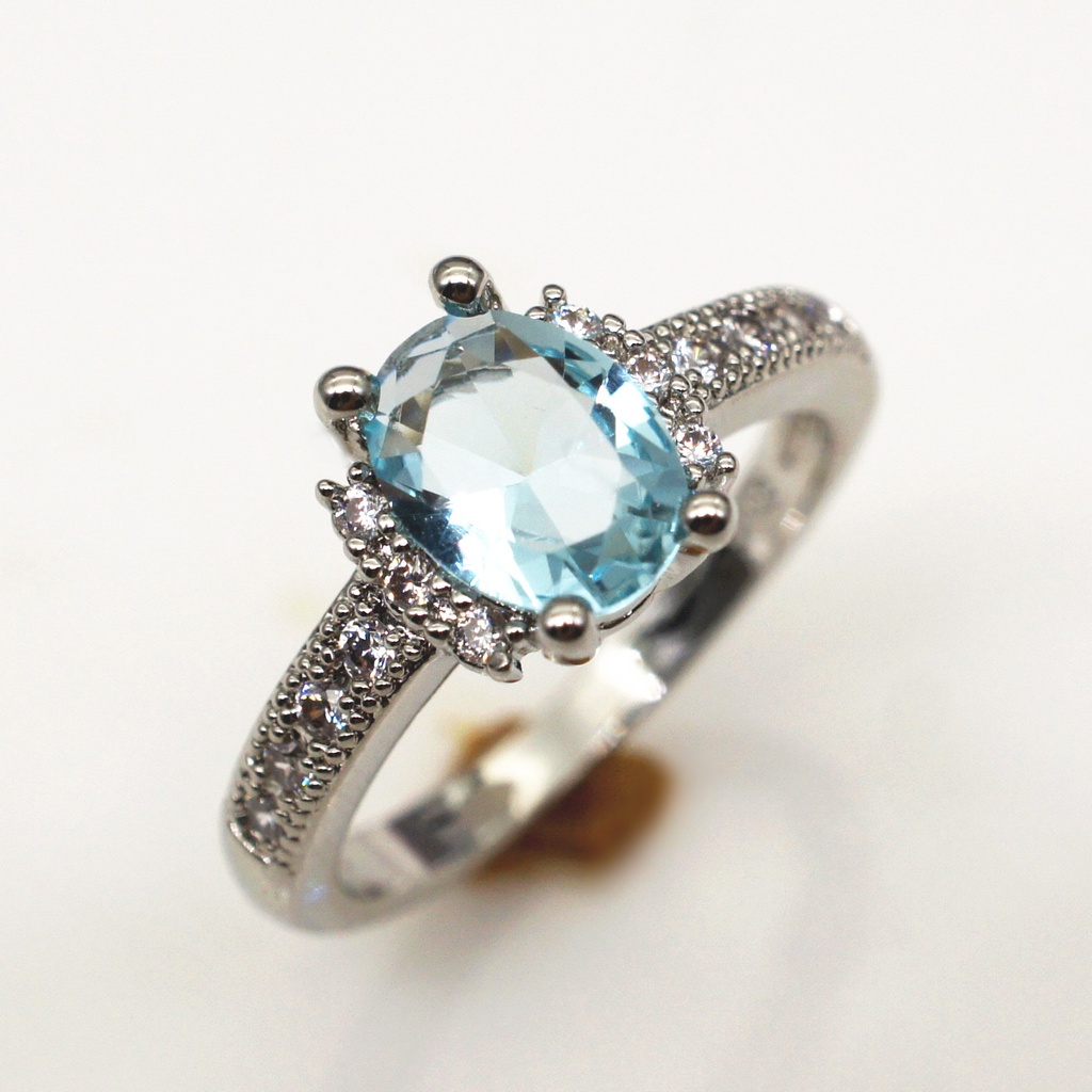 Goldkingdom Aksesoris Perhiasan Fashion Ready Stock Niche Desain Cincin Safir Hias Mikro Untuk Wanita