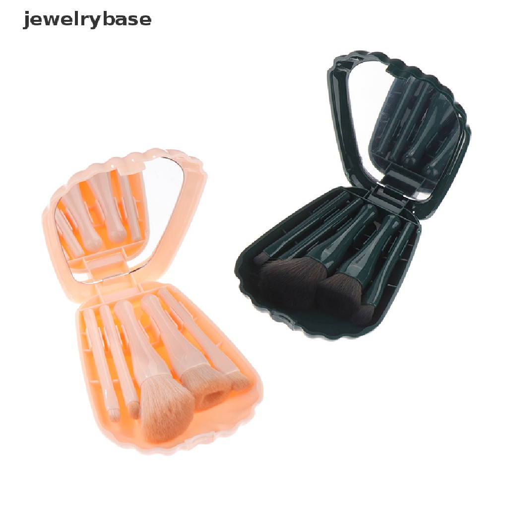 [jewelrybase] 5pcs/set Makeup Brushes Kosmetik Bedak Eye Shadow Brush Dengan Kotak Dan Cermin Butik