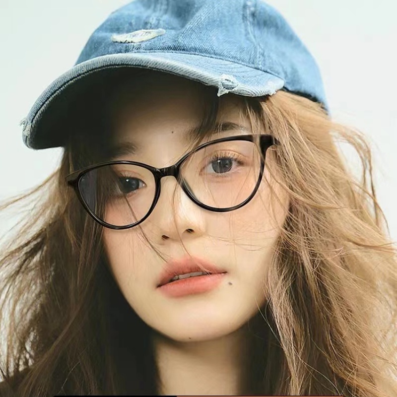 (YUZHU) Kacamata Baca Mata Kucing Frame Kecil Vintage Fashion Untuk Wanita Warna Transparan HD Plus Eyeglasses