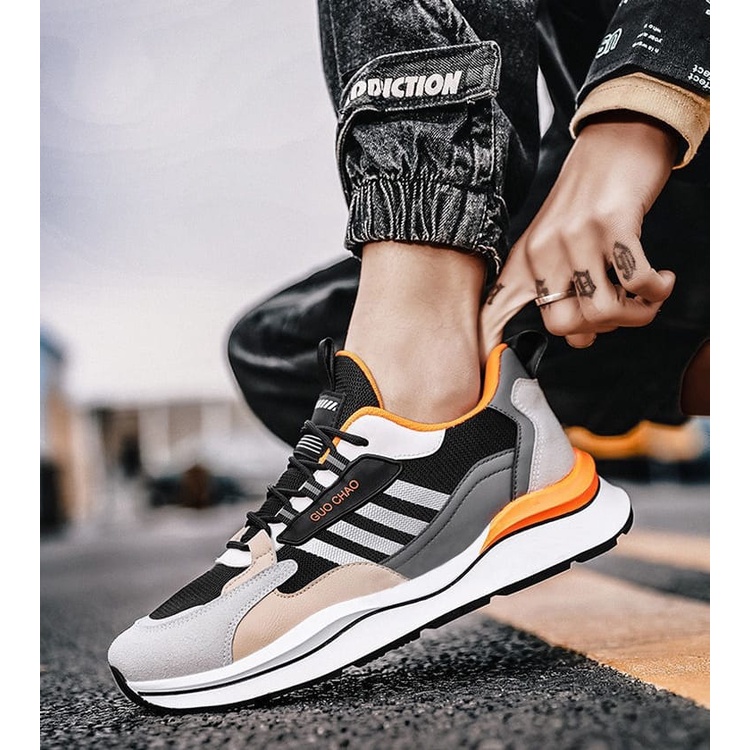 GROSIRTAS LV0230 Sepatu Sneakers Pria Import Motif Gun Chao Fashion Casual Shoes Terbaru