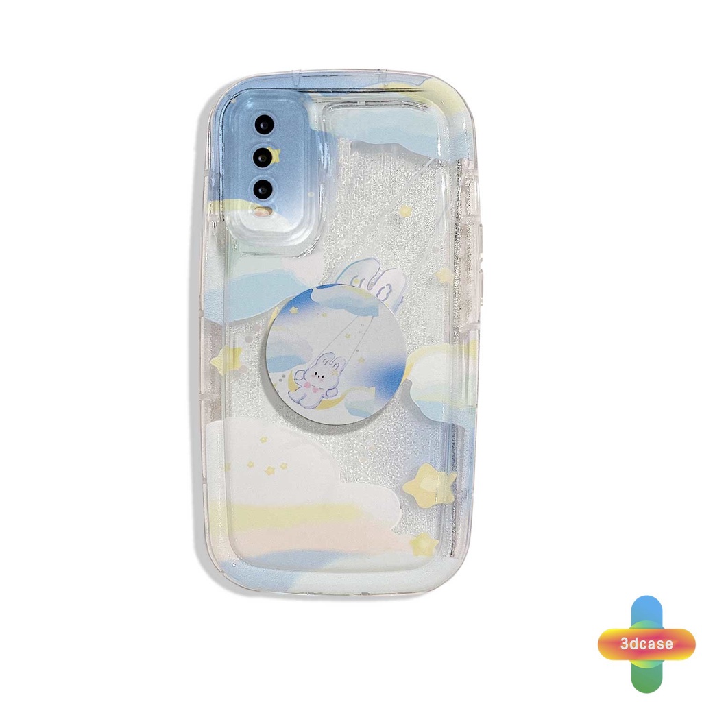 Soft Case VIVO Y35 Y20 Y22 Y22S Y15S Y15C Y91C Y21 2021 Y21A Y16 Y21T Y12S Y12 Y30 Y21E Y21G Y21S Y20S Y12i Y3S Y33T Y15A Y01 Y02 Y01A Y91 Y30i Y93 Y95 Y15 Y17 Y50 Y53S Y51 2020 Y51A Y10 Y33S Y1S Y11 Y31 Ins Nebula Rabbit Soap Transparent Case With Stand