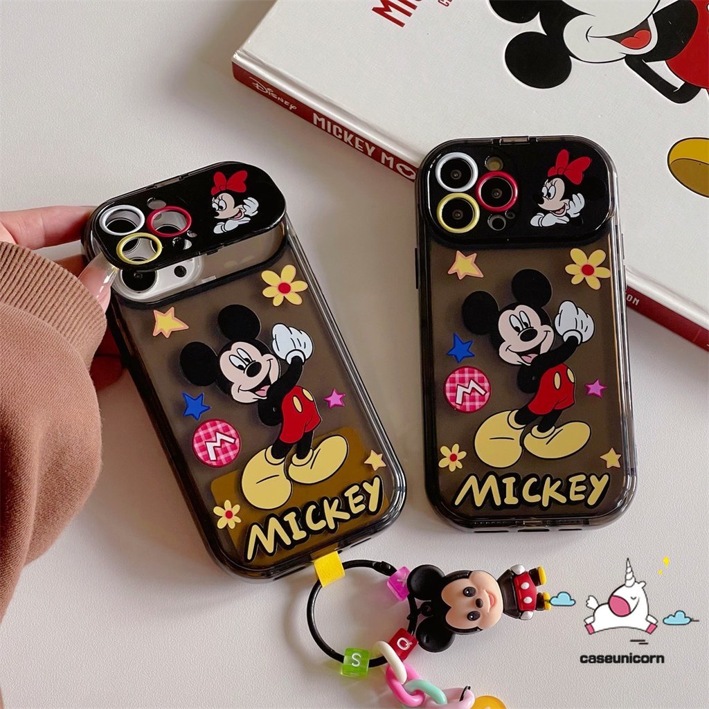 IPHONE Kartun Mickey Minnie Mouse Kompatibel Untuk Iphone11 7 8 Plus XR 14 13 12 11 Pro MAX X XS MAX SE 2020 Kuromi Lucu Shockproof Creative Flip Make Up Mirror Soft TPU Case