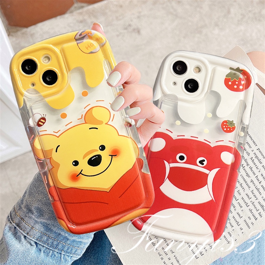 Compatible For IPhone 14 13 12 11 Pro Max X XR Xs Max 8 7 Plus SE 2020 Kompatibel Untuk Strawberry Bear Winnie Sabun Casing Ponsel Bening TPU Soft Cover