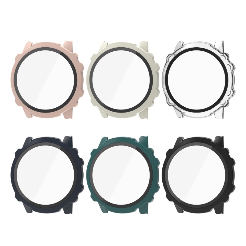 Btsg Tempered-Glass Film+Case Pelindung Layar Full Cover Cakupan Hard PC Anti Gores Frame-Shell Watch Housing Untuk Fa