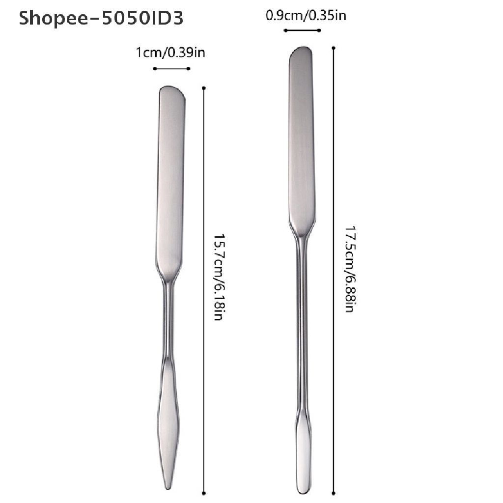 [HOT] 1pcs Kepala Ganda Stainless Steel Alat Spatula Pencampur Makeup Kosmetik Untuk Palet [ID]