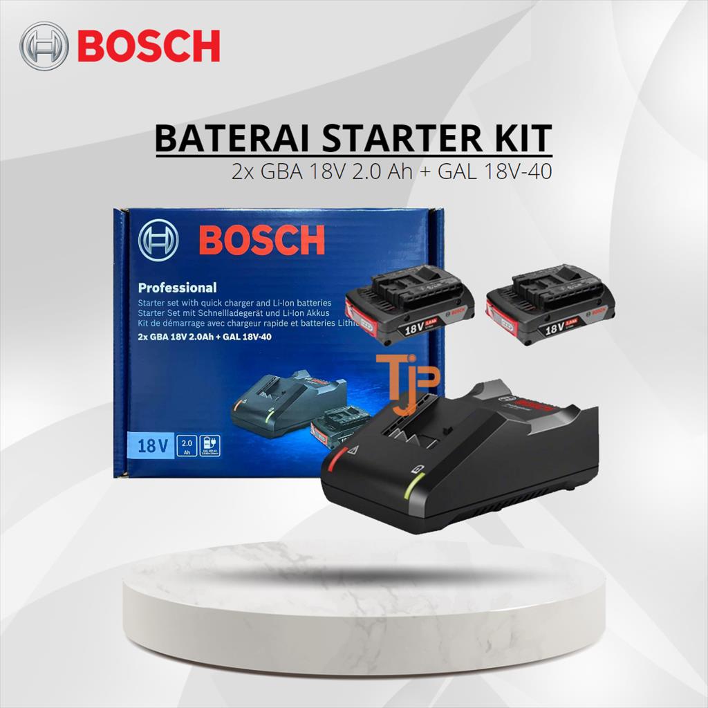 BOSCH BATERAI STARTER KIT 2x GBA 18V 2.0 AH + CHARGER GAL 18V-40