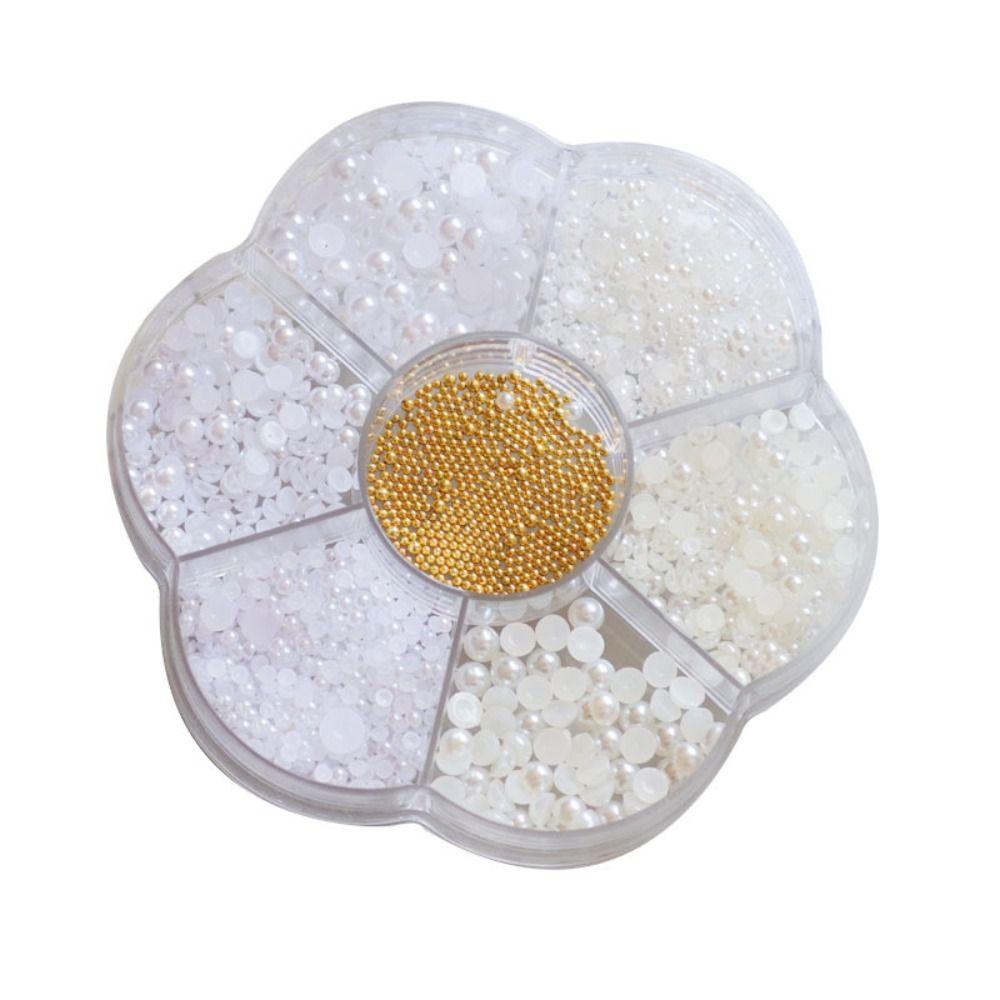 Mxbeauty Nail Art Decals 3D DIY Putih Murni Creamy White Salon Kecantikan Manicure Supply Kuku Mutiara Pesona Berlian Imitasi Ornamen