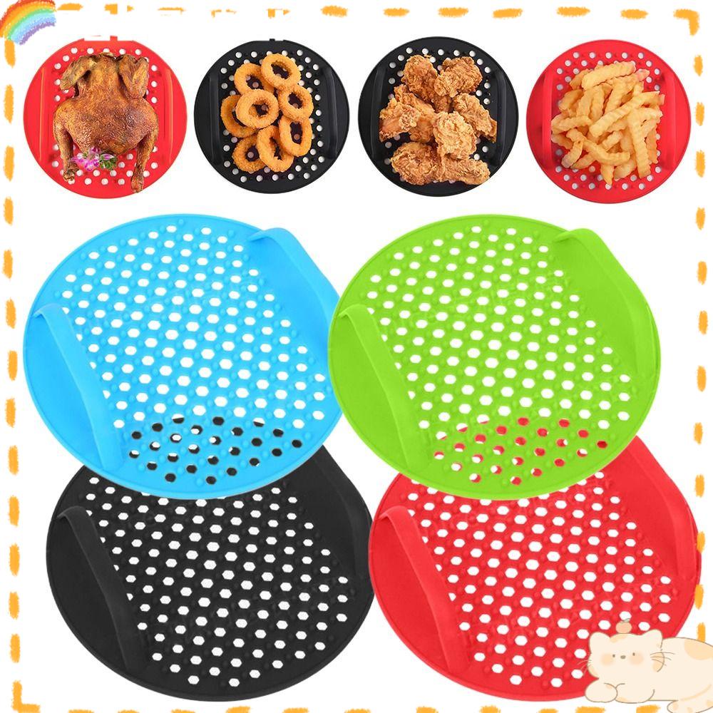 SOLIGHTER Round Silicone Liners Grill Pot Tray Reusable Pizza Plate AirFryer Accessories Baking Basket