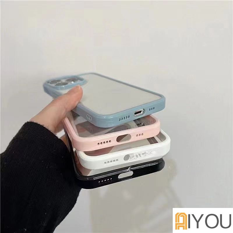 IPHONE Casing Ponsel Bening Bumper Warna-Warni Tahan Guncangan Untuk Iphone14 13 12 11 Pro XR X XS Max8 7 Plus SE 3 Cover Akrilik Lembut Transparan