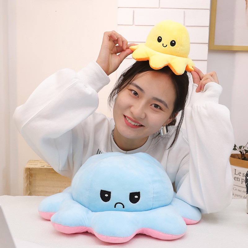 Boneka Gurita Boneka Gurita Octopus Doll Bisa Bolak Balik Cumi Ekspresi Rainbow Pelangi