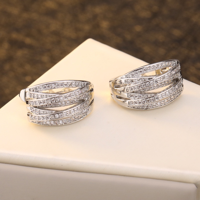 Goldkingdom Aksesoris Perhiasan Fashion Ready Stock Eropa Dan Amerika Multilayer Anting Vintage Bertatahkan Zirkon Anting Pribadi