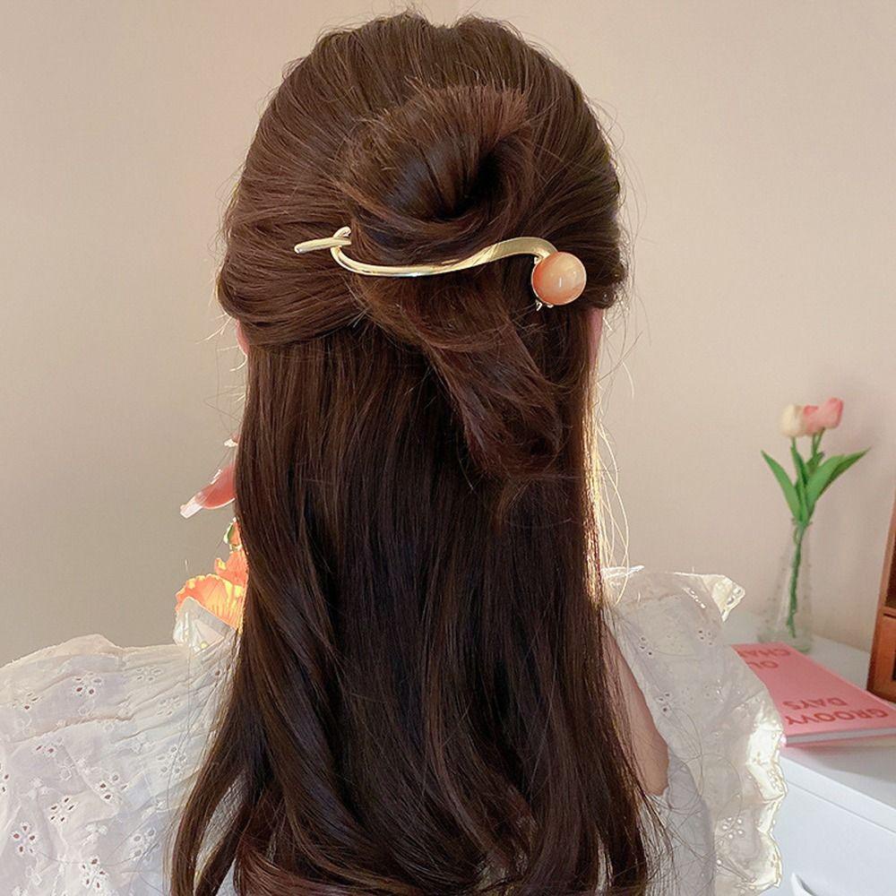 Needway Klip Rambut Elegan Untuk Anak Perempuan Vintage Manik-Manik Mutiara Ponytail Holder Cross Jepit Rambut Besar Jepitan Korea Hair Claw