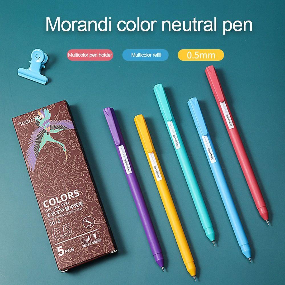 Populer Morandi Gel Pen 0.5mm Stationary Siswa Mengambil Catatan Organizer Alat Tulis Sekolah Sekuriti