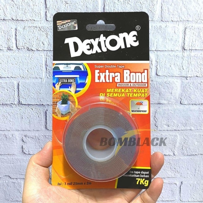 

DEXTONE Double Tape 12mmx2M SUPER Kuat Lengket Tahan Air Bening MERAH