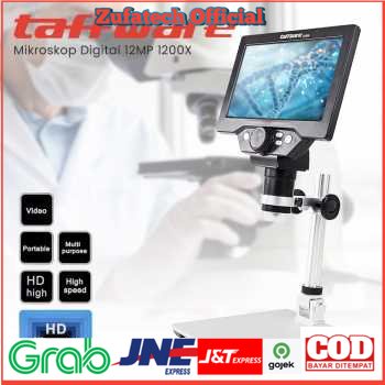 Taffware Mikroskop Digital 12MP 1200X  with Monitor &amp;amp; Metal Stand - G1200 - Silver - 7ROT9FSV