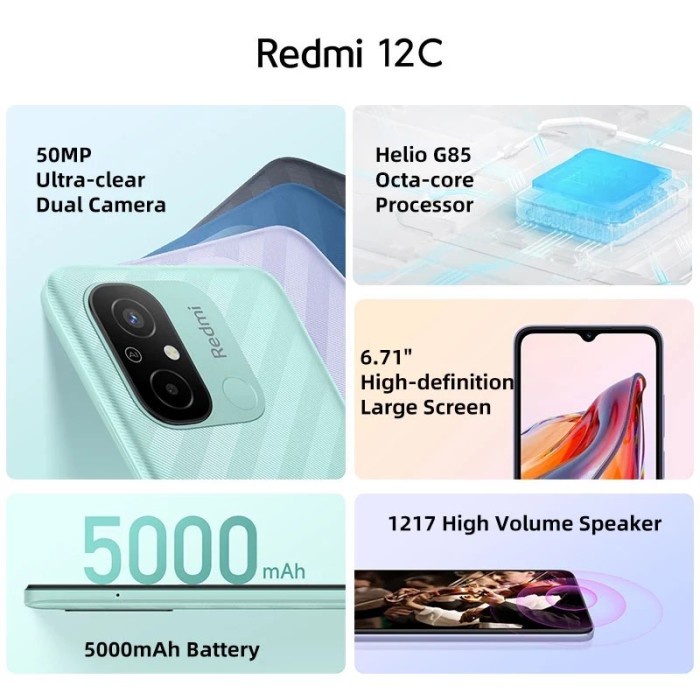 XIAOMI REDMI 12C 3/32 GB / HANDPHONE XIAOMI 12 C 3GB 32GB GARANSI RESMI