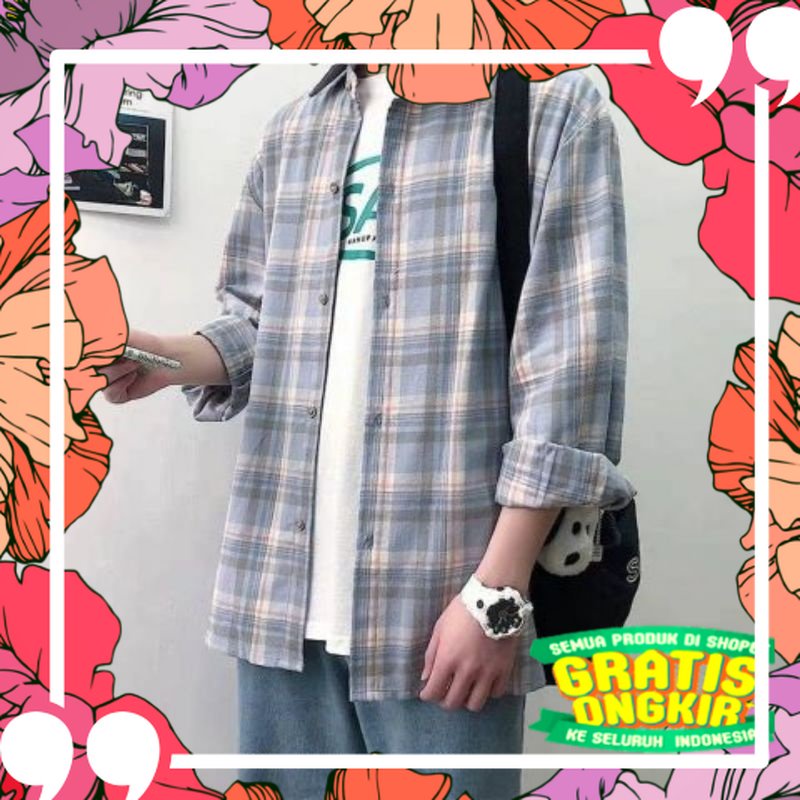 Paling Laris /Flannel shirt kemeja Flanel Pria Distro Kasual Korean style street styele Kemeja Flane