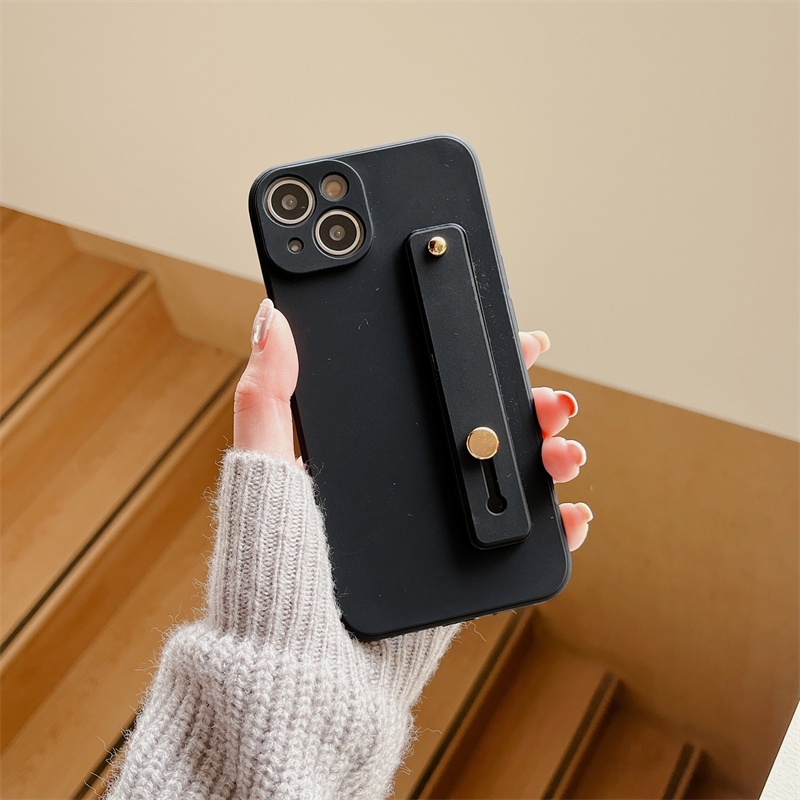 IPHONE Casing Ponsel Lembut Bahan Silikon Dengan Bracket Untuk Iphone14 13 12 11 Pro X XS Max7 8 14 Plus XR Perlindungan Lensa Frosted Anti-drop Casing Belakang