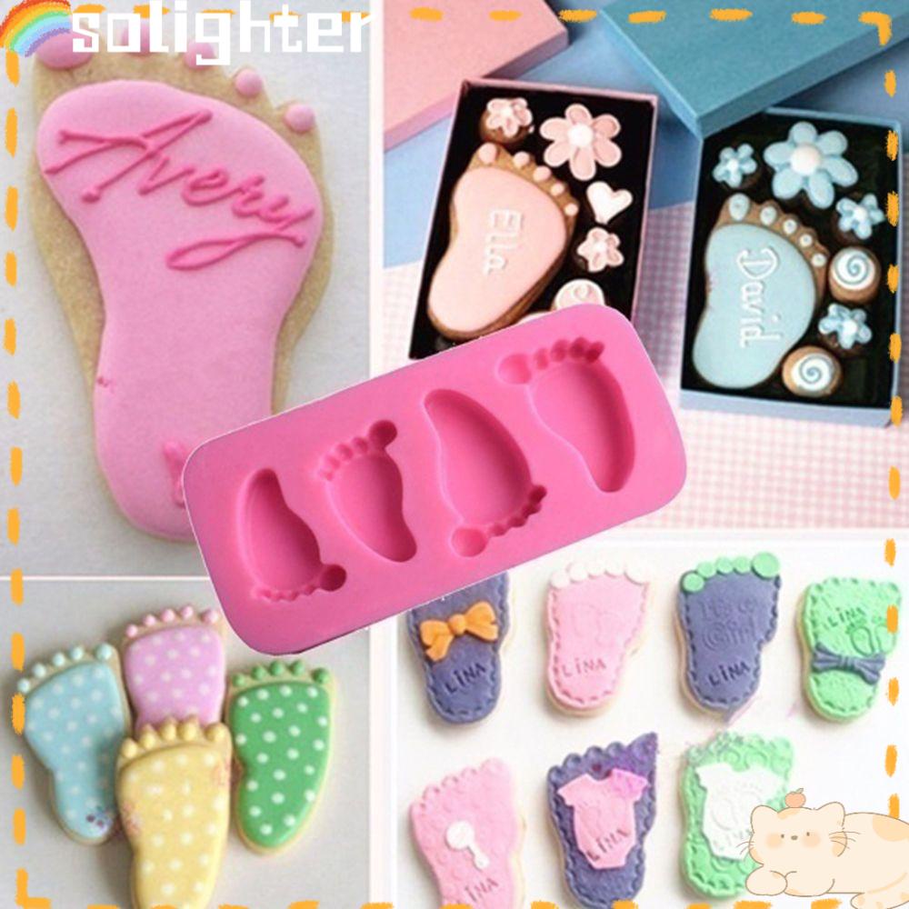 Solighter 3D Baby Foot Pudding Bakeware Fondant Dekorasi Kue Cetakan Silikon