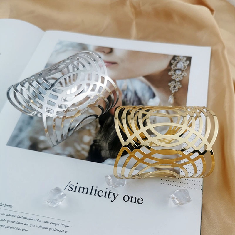 Wanita Buka Lebar Kawat Gelang Emas Pergelangan Tangan Cuff Wrap Bracelet