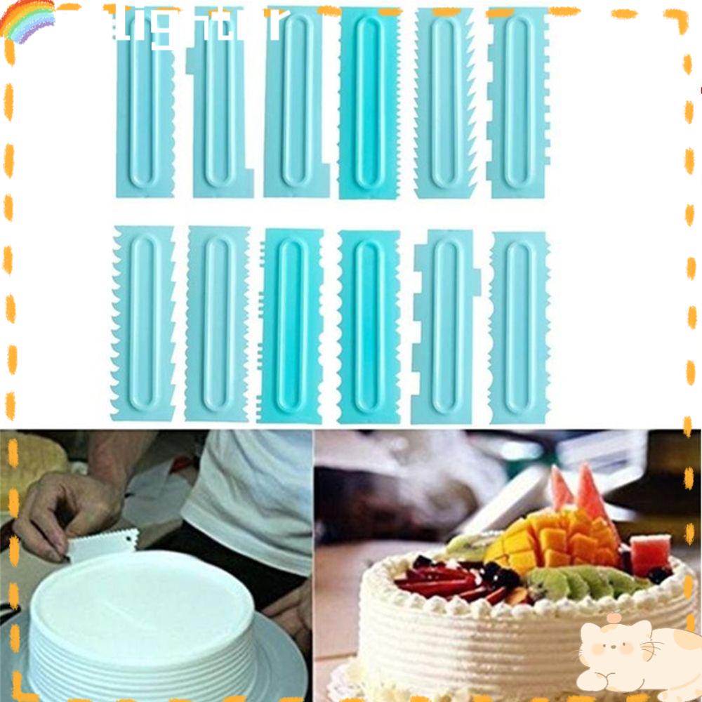 Solighter 3Pcs/Set Scraper Kue Sugarcraft Fondant Polos Halus Bergerigi Pinggiran Cetakan Kue