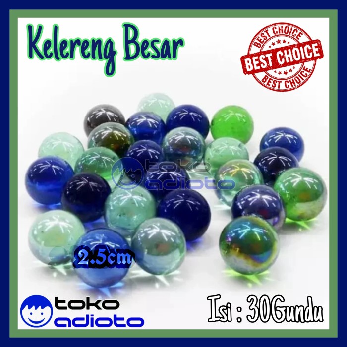DISKON SHOPEE/ TERMURAH 30pcs Gundu / Kelereng Besar Jumbo / Bolgem 2.5cm Metalik