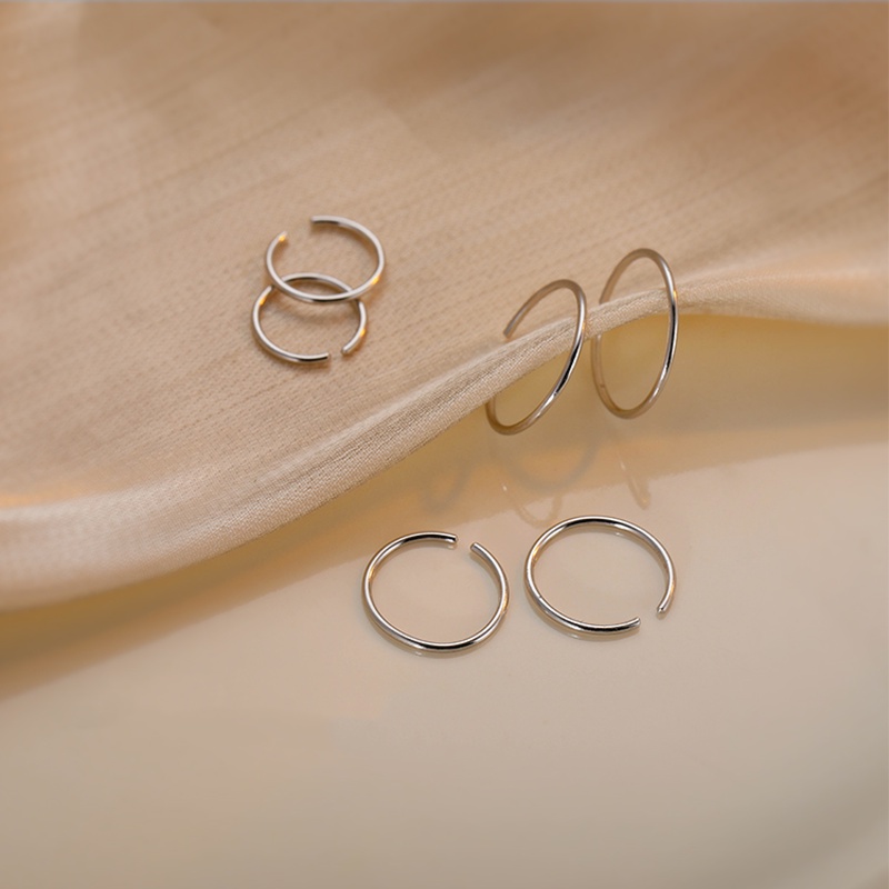 Magic789 1Pair Chic Silver Small Hoop Earrings for Women Girls Fashion Lip Nose Ring Jewelry