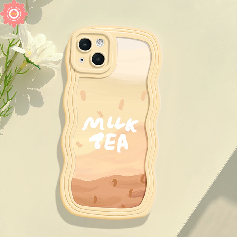 Casing Soft Case Redmi A1 12C 9 10 9A 9T 10C A1+10A 9C NFC Redmi Note 11 9 8 10s 11s 10 11Pro 9s 10Pro Max POCO X3 NFC Pro M3 Mi 11T Pro Creative Milk Tea Pattern Wavy Sarung Tepi