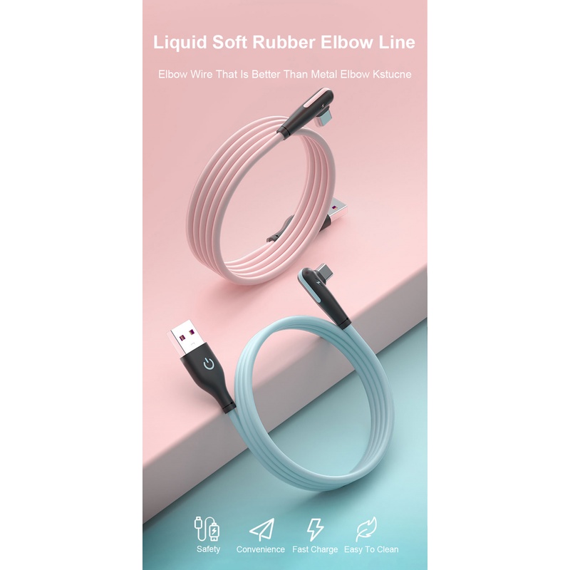 5a Kabel USB C Silikon Lembut 90derajat Fast Charger USB Type C Cable Untuk Handphone USB-C Cord