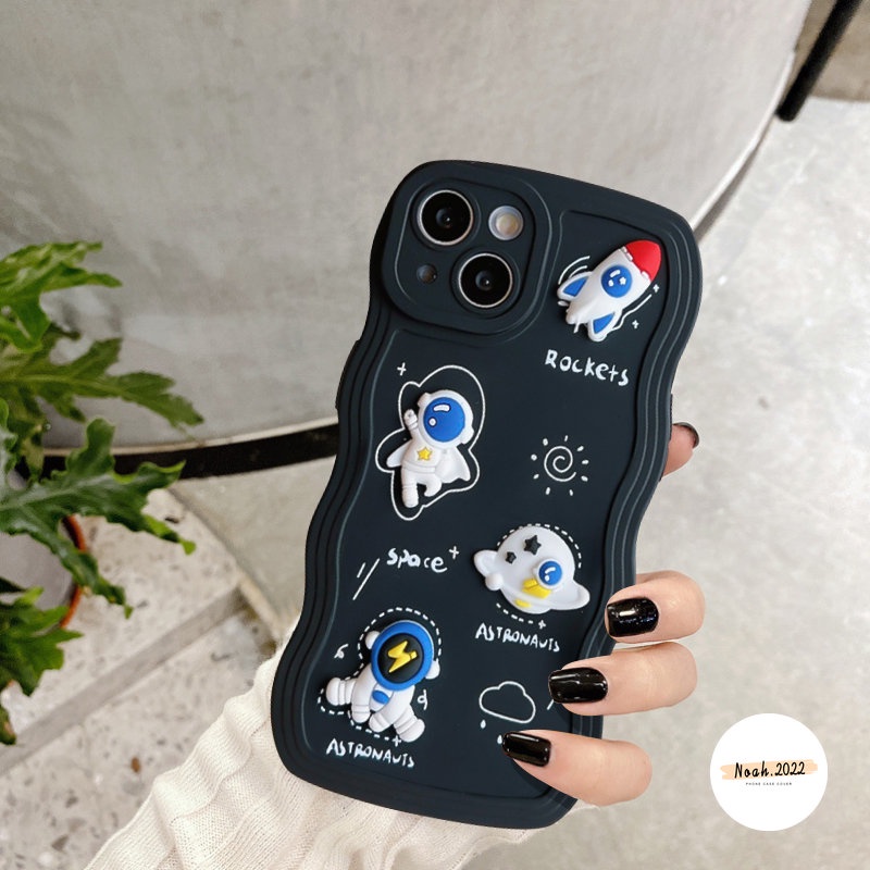 Casing Kartun Tepi Bergelombang Untuk Realme C53 C35 C21Y C25s C11 C3 C17 C15 C25Y C33 C20A C12 C20 C25 C30 8Pro 9Pro+9 7 5s 8i 7i 5i 5 6i 10 9i 8boneka 3D Lucu Astronot Ruang Lembut Sarung Tpu