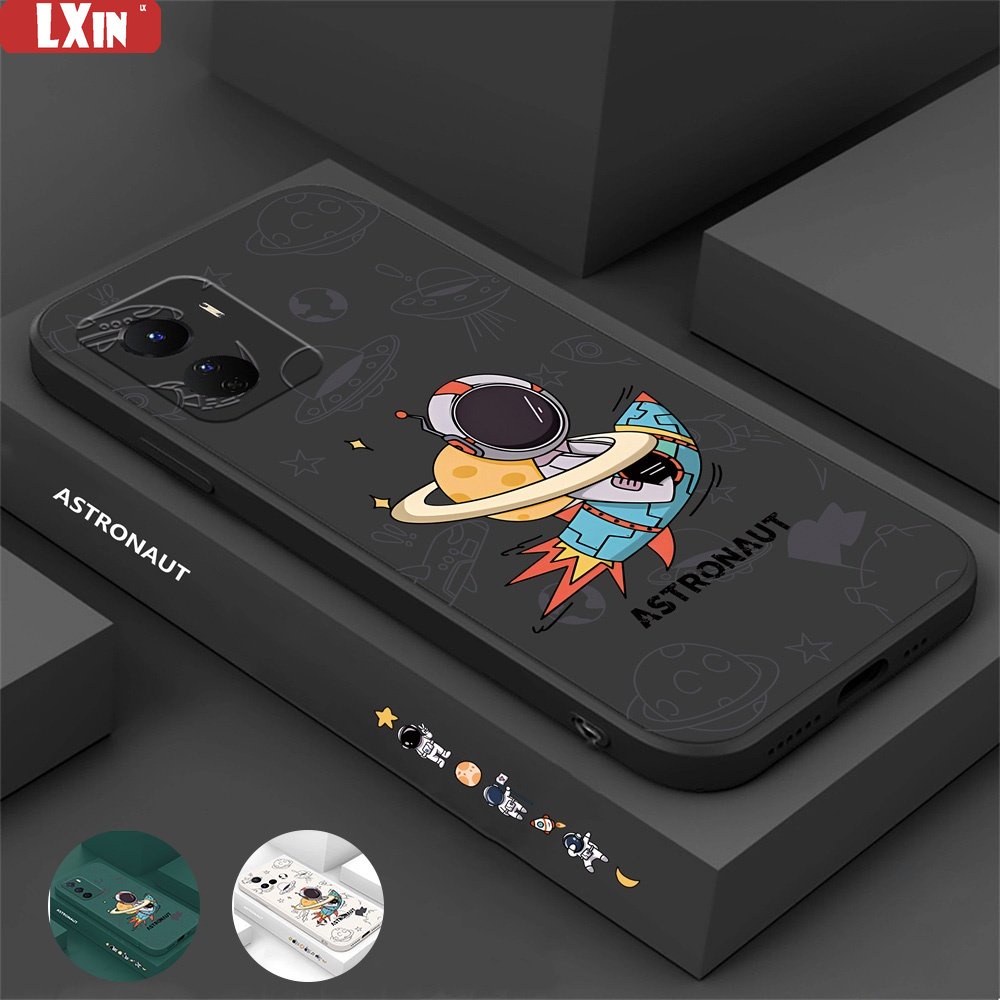 Casing Astronot OPPO Reno 8T A17 A57 2022 A16 A15 A16K A54 A53 A12 A5S A7 A3S A11k A52 A92 A94 A37 F9 5F A1K A31 A8 A55 C1 Planet Ship Soft Silicone Phone Case Cover