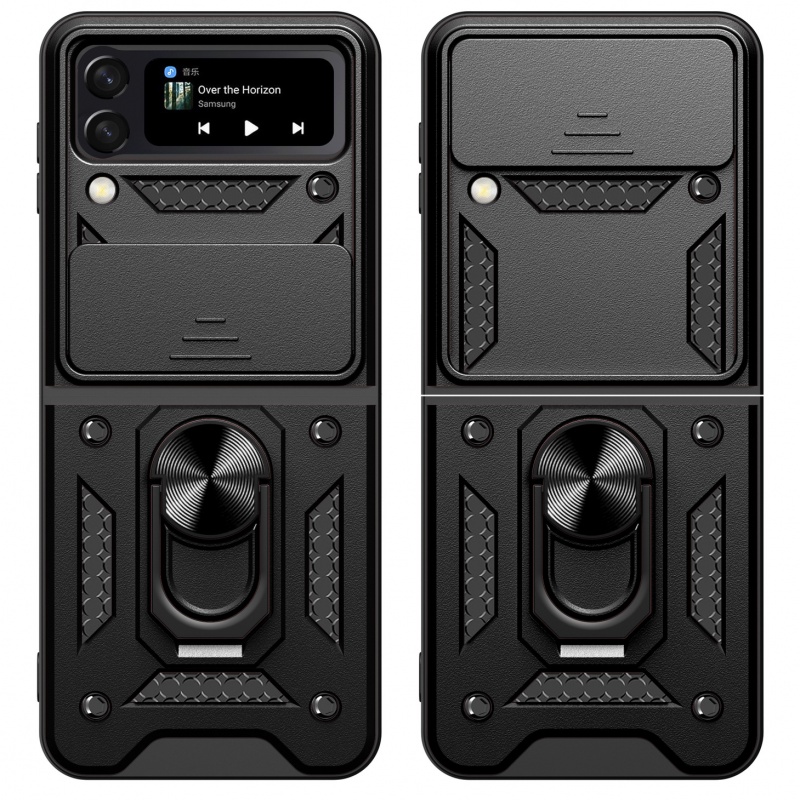 Cocok Untuk Samsung Z Flip4 Casing Ponsel Kacamata Anti Jatuh Z FLIP3 Perlindungan Cincin Magnetik