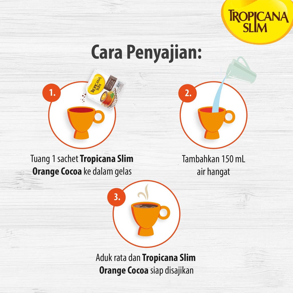 Tropicana Slim Orange Cocoa 4 Sachet Minuman Cokelat Jeruk Nikmat Tanpa Gula Pasir