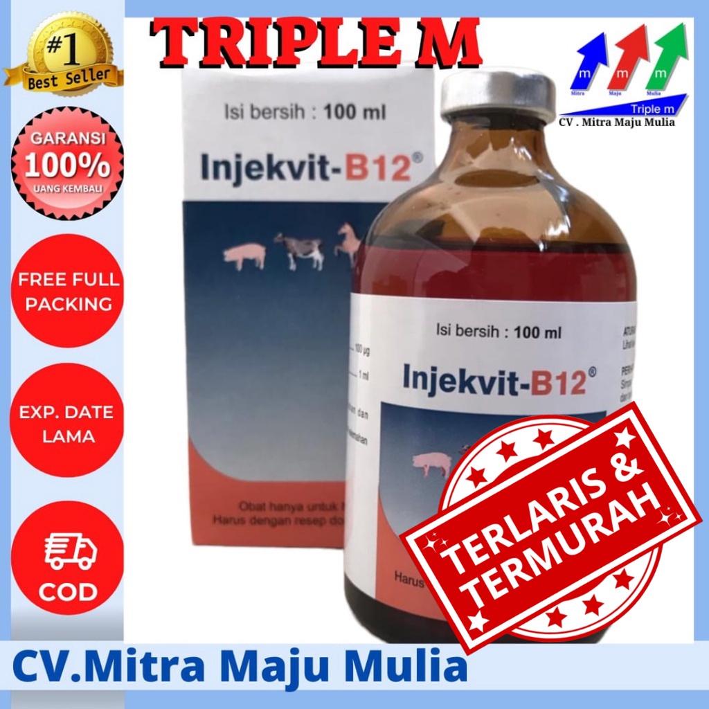 INJEKVIT B12 100 ml MEDION Obat B12 Untuk Perbaiki Kondisi Tubuh Anemia Dan Tingkatkan Makan Hewan